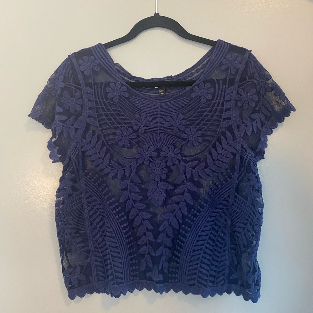 Express Navy Lace Shirt